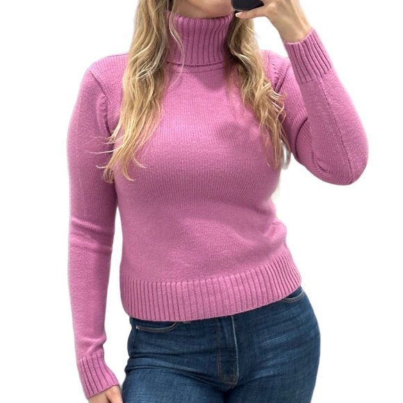 Theory Sweaters - Theory Classic Wool Long Sleeve Turtleneck Sweater in Pink Women’s Size S